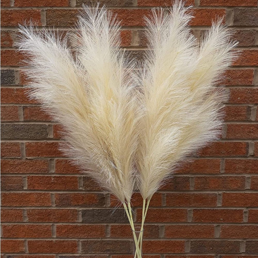 Boho Natural Sand Color Tall Faux Pampas Grass 4 Pieces